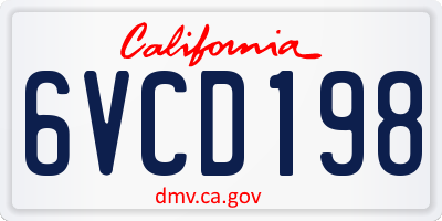 CA license plate 6VCD198