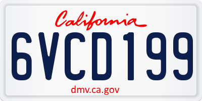 CA license plate 6VCD199