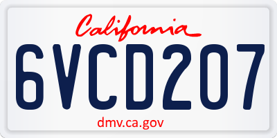 CA license plate 6VCD207