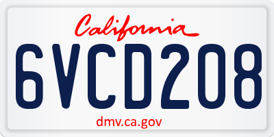 CA license plate 6VCD208
