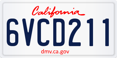 CA license plate 6VCD211