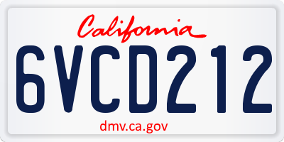 CA license plate 6VCD212