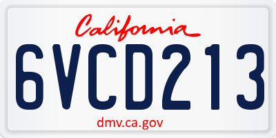 CA license plate 6VCD213
