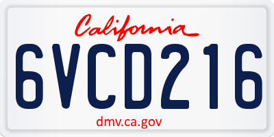CA license plate 6VCD216