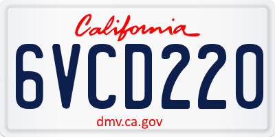 CA license plate 6VCD220