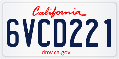 CA license plate 6VCD221