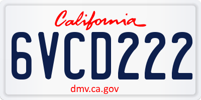 CA license plate 6VCD222