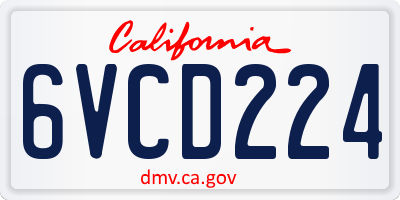CA license plate 6VCD224