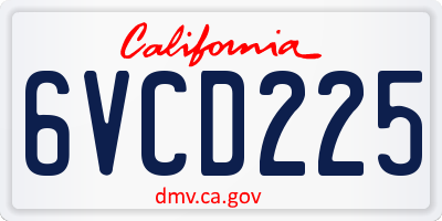 CA license plate 6VCD225