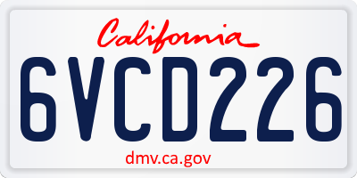 CA license plate 6VCD226