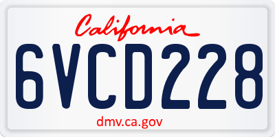 CA license plate 6VCD228