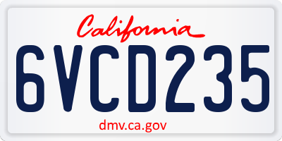 CA license plate 6VCD235