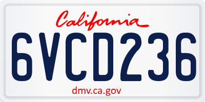 CA license plate 6VCD236