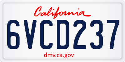 CA license plate 6VCD237