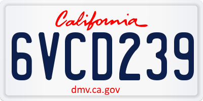 CA license plate 6VCD239