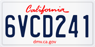 CA license plate 6VCD241