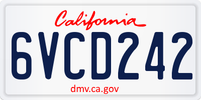 CA license plate 6VCD242