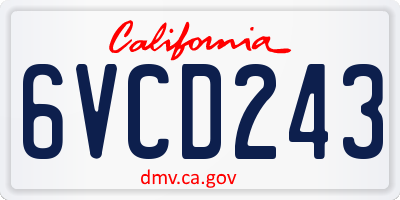 CA license plate 6VCD243
