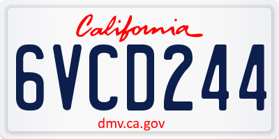 CA license plate 6VCD244
