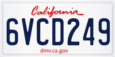 CA license plate 6VCD249