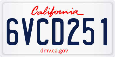 CA license plate 6VCD251