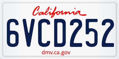 CA license plate 6VCD252