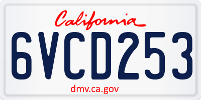 CA license plate 6VCD253