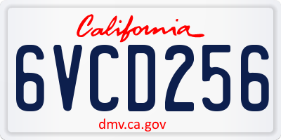 CA license plate 6VCD256