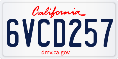 CA license plate 6VCD257