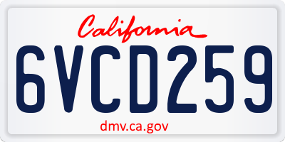 CA license plate 6VCD259