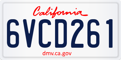 CA license plate 6VCD261