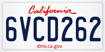 CA license plate 6VCD262