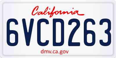 CA license plate 6VCD263