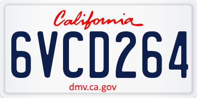 CA license plate 6VCD264
