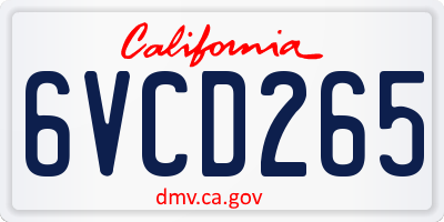 CA license plate 6VCD265