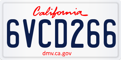 CA license plate 6VCD266