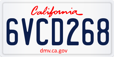 CA license plate 6VCD268