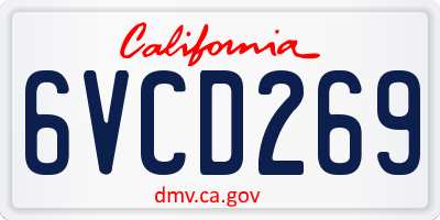 CA license plate 6VCD269
