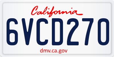 CA license plate 6VCD270