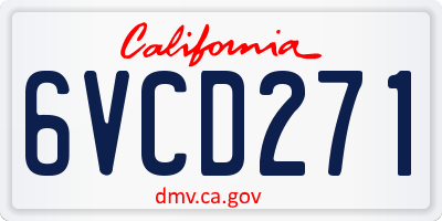 CA license plate 6VCD271