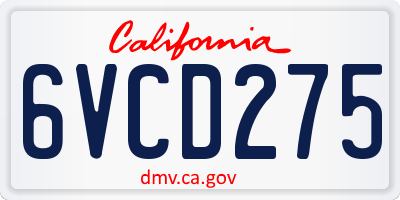 CA license plate 6VCD275