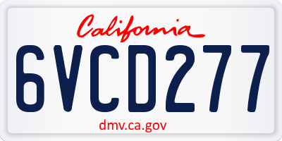 CA license plate 6VCD277