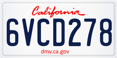 CA license plate 6VCD278