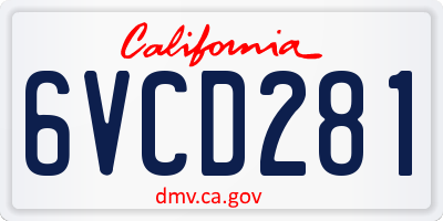 CA license plate 6VCD281