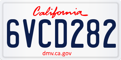 CA license plate 6VCD282