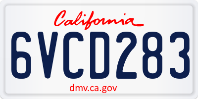 CA license plate 6VCD283