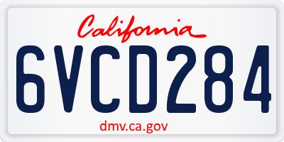 CA license plate 6VCD284