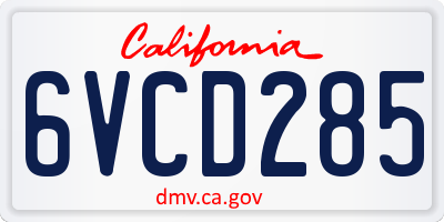 CA license plate 6VCD285
