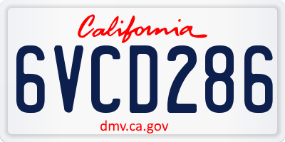 CA license plate 6VCD286