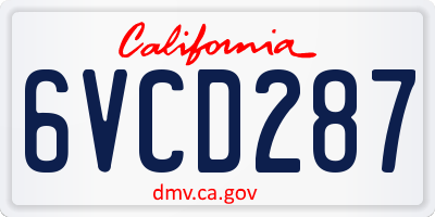 CA license plate 6VCD287